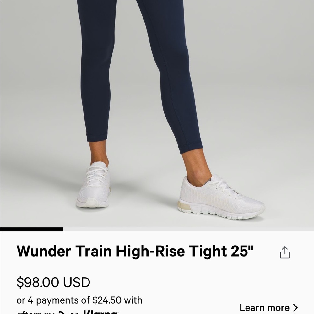 Lululemon black Wunder under 25 inch leggings. Like new. Size 6